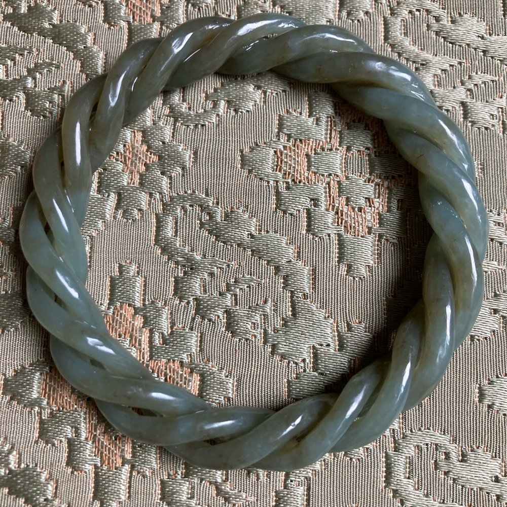 Qing Dynasty Hand Carved Celadon Jade Bangle 62mm